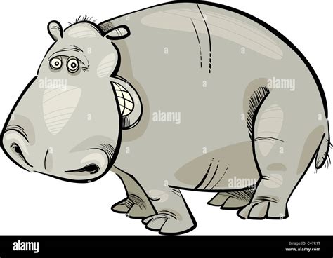 Cartoon Illustration Of Funny Hippopotamus Stock Photo Alamy