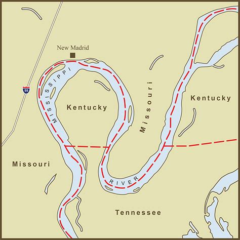 A Map Of The Strange Kentucky Border At The New Madrid Bend In The