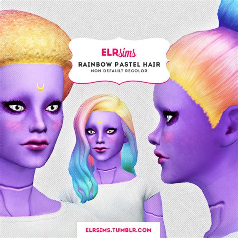 Rainbow Pastel Hair 3 Recolors Afromedium Elrsims