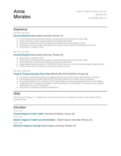 Doctoral Student Resume Examples And Tips Zippia