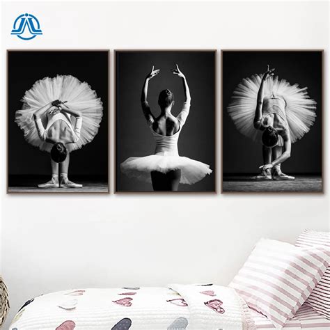 Black And White Elegant Ballet Dance Poster Prints Photo Nordic Style