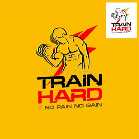 Train Hard Fitness Motivation Poster No Pain No Gain Stock Vector