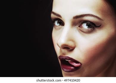 Playful Sexy Woman Licking Her Lips Stock Photo 497410420 Shutterstock