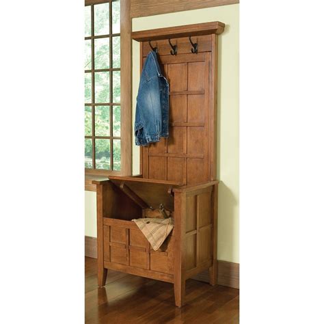 home styles cottage oak mini hall tree storage bench