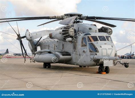 Us Marines Ch 53e Super Stallion Military Helicopter On It S Homebase