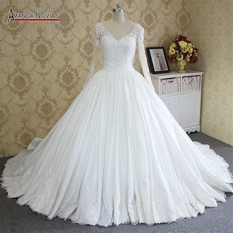 2017 hot sale long sleeve ball gown amanda novias real wedding dress vestidos de novia in