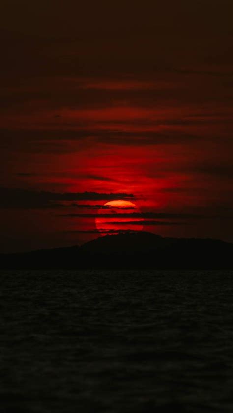 Red Sunset In The Dark Night Sunset Wallpaper Red Sunset Beautiful