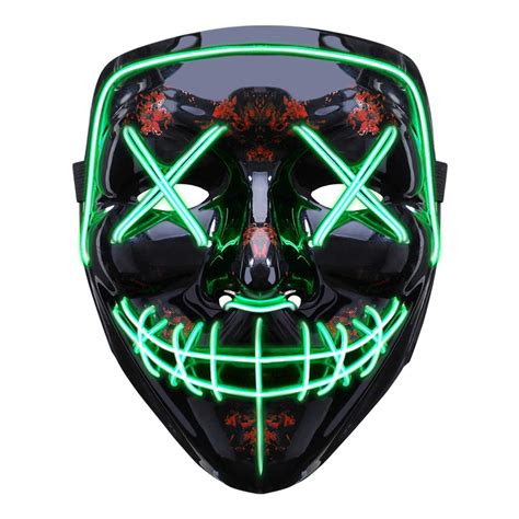 Glime Halloween Led Mask Light Up Scary Mask El Wire Cool Costume Mask