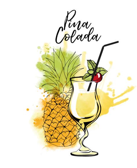 Best Pina Colada Drawing Illustrations Royalty Free Vector Graphics