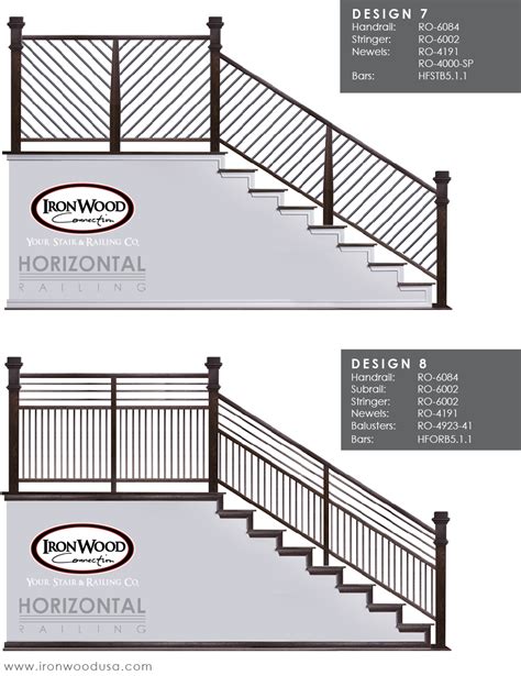 Horizontal Bar Railing Iwc Designs7 8 Ironwood Connection Stair