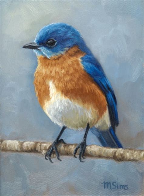 Bluebird Original Acrylic Painting Bluebird Artwork Small Bird Painting