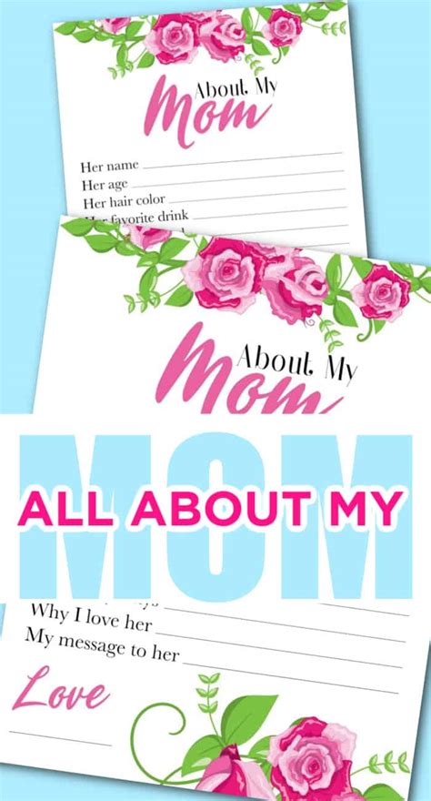 All About My Mom Printable Fun Free Kid Printable For Mothers Day