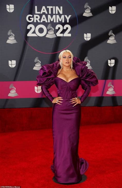 Christina Aguilera Puts On Quite A Busty Display In Purple Gown At