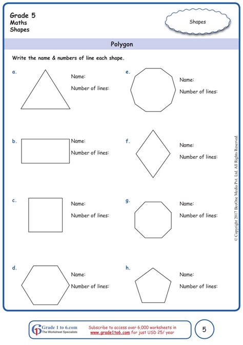 Free Printable Worksheets For Grade 5 Geometry
