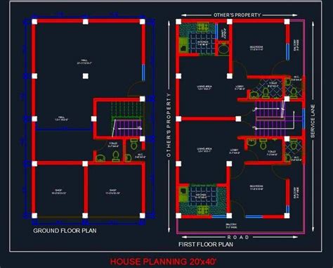 Draw a floor plan with autocad with no prior experience. House Planning Floor Plan 20'X40' Autocad File in 2020 ...