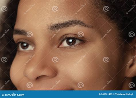 Close Up Image Of Beautiful Female Eyes Looking Away Natural Beauty