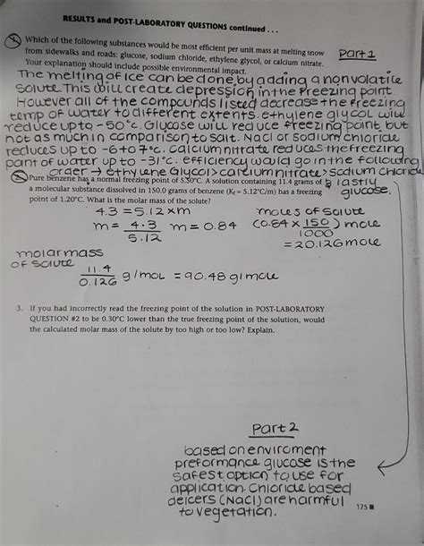 Solved Results And Post Laboratory Questions Continued