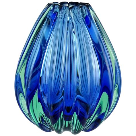 Flavio Poli Seguso Vetri D Arte Murano Sommerso Blue Italian Art Glass Vase At 1stdibs