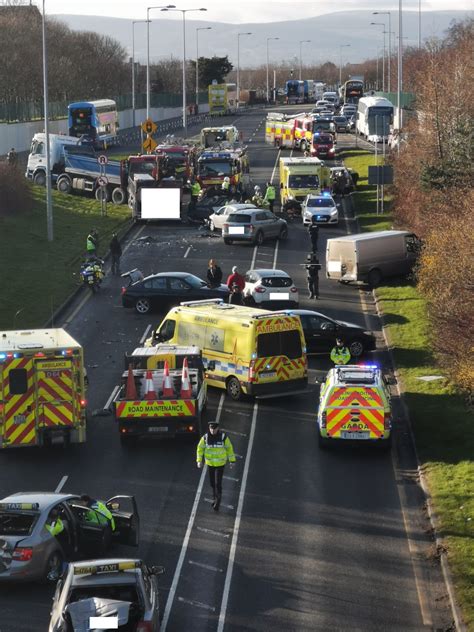 Traffic Emergency Services Respond To 7 Vehicle Crash Near M50 And