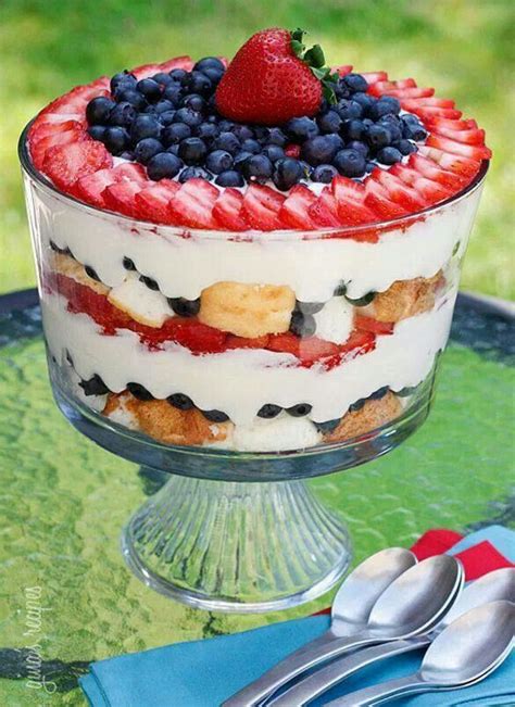 Strawberry Cream And Blueberry Trifle Angel Food 4th Of July