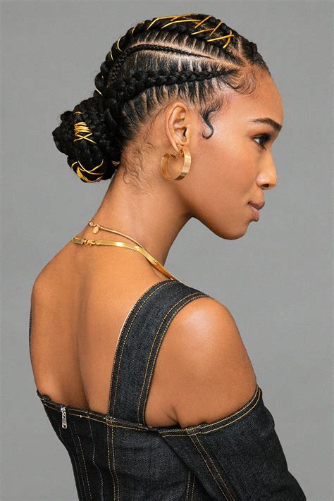 um this braided bun with gold stitching is definitely the next style you need to try braided