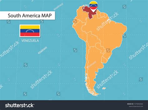 Venezuela Map South America Icons Showing Stock Vector Royalty Free