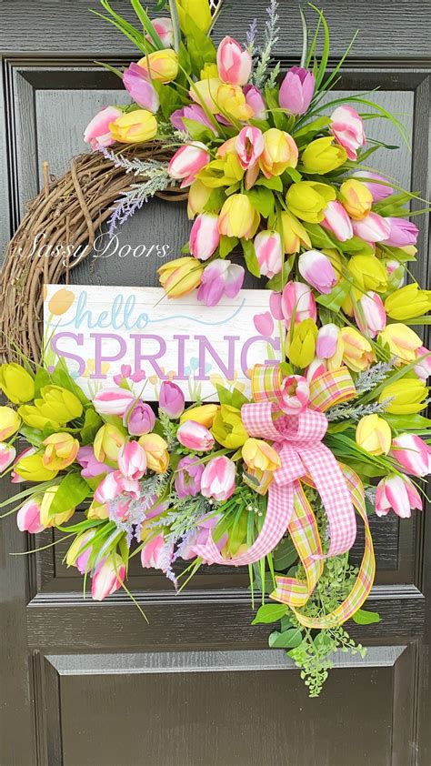 Spring Tulip Wreath Spring Wreath Wreath For Front Door Spring
