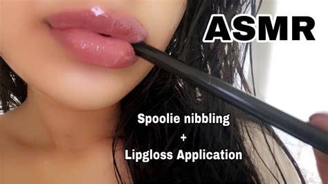 Asmr Intense Spoolie Nibbling Lipgloss Application Wet Mouth