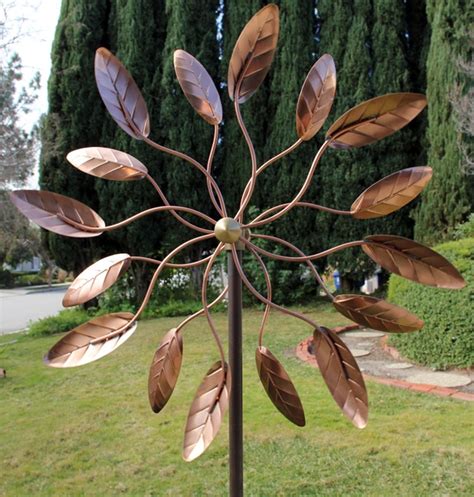 Kinetic Copper Ficus Wind Spinner At Weathervanes Of Maine