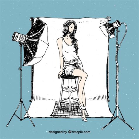 Hand Drawn Model In A Photo Studio Vector Free Download