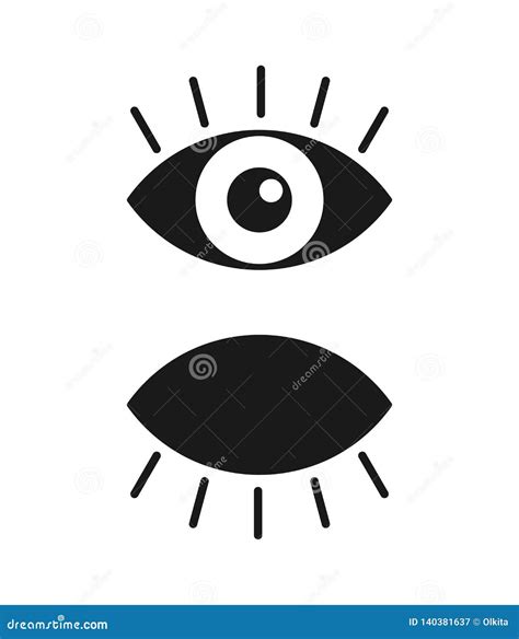 Black Isolated Icon Of Eye With Eyelash On White Background Set Of