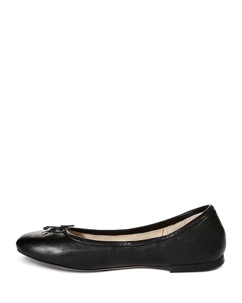 Sam Edelman Felicia Womens Metallic Leather Ballet Flats In Black