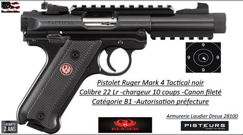 Pistolet Ruger Mark 4 Tactical Bronzé Calibre 22 Lr