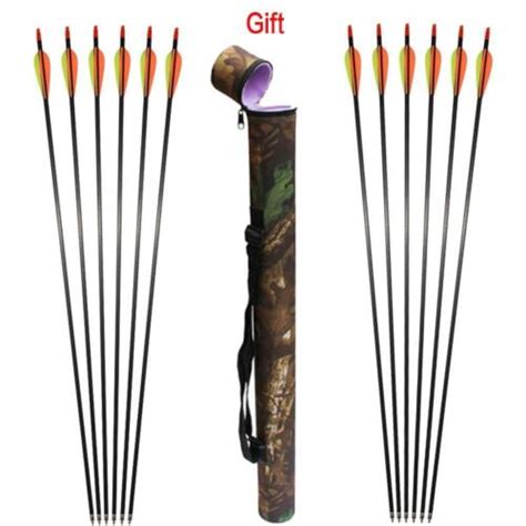Archery 12x Carbon Shafts Arrows And Quiver T For Compound Recurve Bow