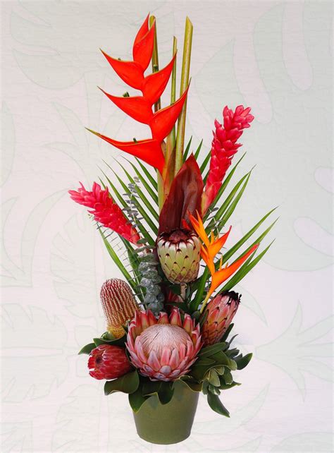 Tall Protea Tropical Arrangement Heliconia Ginger Tropicals And