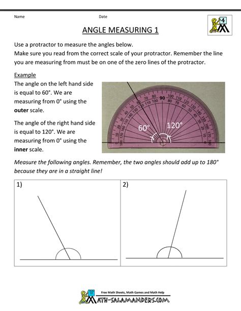Measure Angles Worksheet 4th Grade