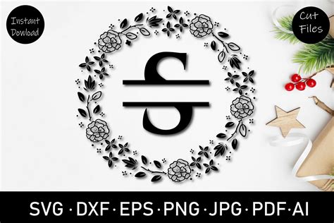 Floral Split Letter S Monogram SVG Cut File Dxf Png Eps 1256532