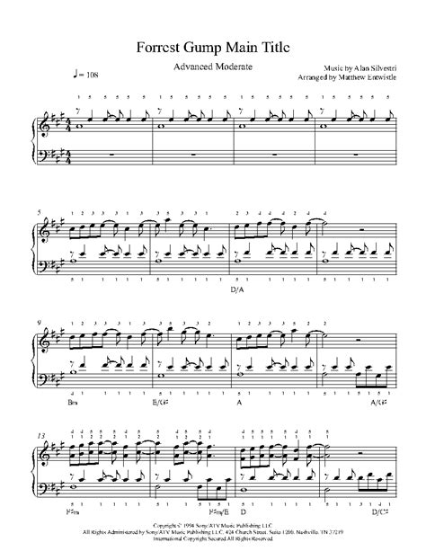 Forrest Gump Main Title By Alan Silvestri Sheet Music And Lesson