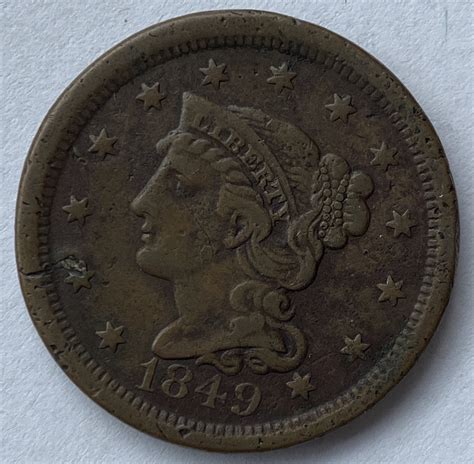 1849 United States Of America One Cent M J Hughes Coins 385