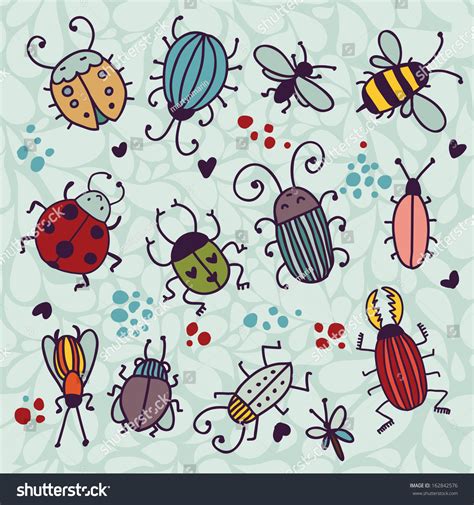 Cartoon Insects Vector Set Funny Cute Vector De Stock Libre De