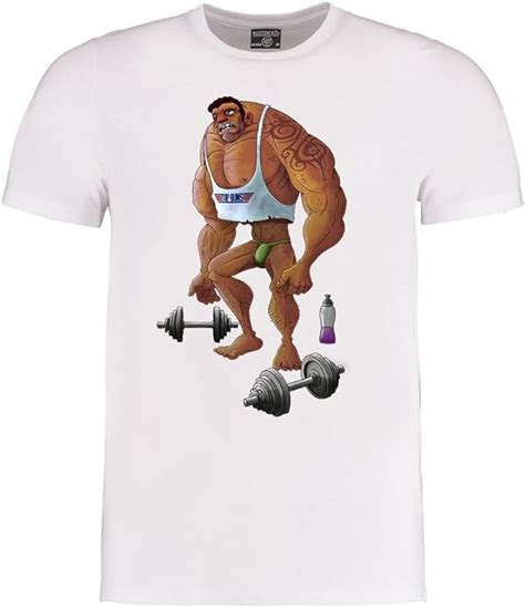 Funny Original Muscle Man Bodybuilder Comic Caricature Camiseta Para