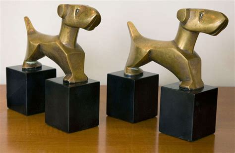 Pair Of French Bronze Art Deco Dog Bookends By E Nikolski At 1stdibs