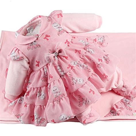 saída de maternidade beth bebê rosa feminina gatinhas r 209 63 em mercado livre