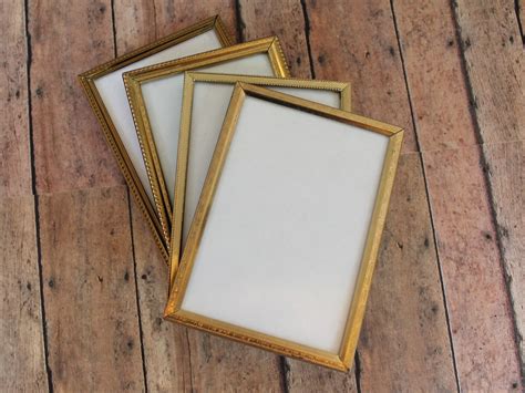 Vintage 3x5 Metal Gold Brass Colored Photo Picture Frame Set Of 4