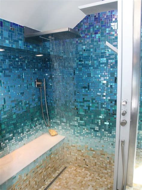Chrome radiator, built in storage. Pin by Jeanne Brockway on Bathroom wishes | Glass tile ...