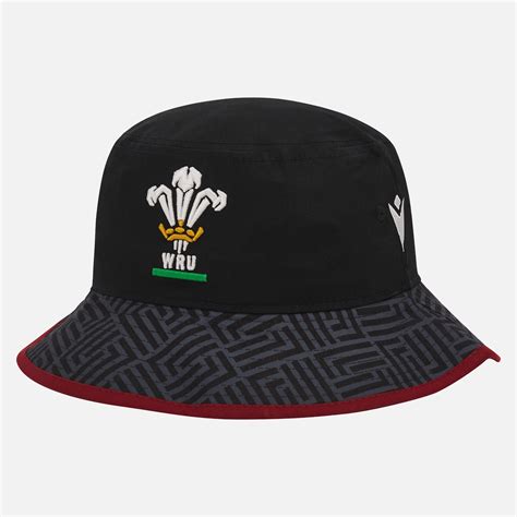 Wales Rugby Bucket Hat Geometrisch Design Officiële Macron Hat