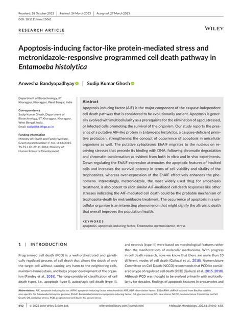 Apoptosisinducing Factorlike Proteinmediated Stress And
