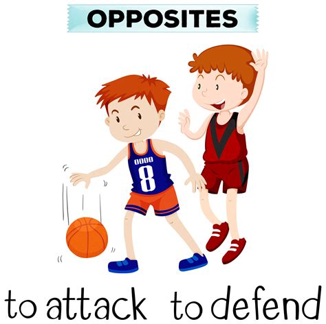 Flashcard for opposite words attack and defend 302282 Vector Art at ...