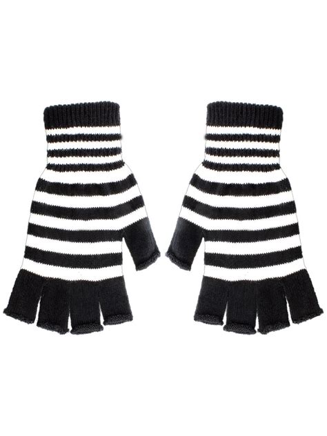 black and white striped fingerless gloves buy online at