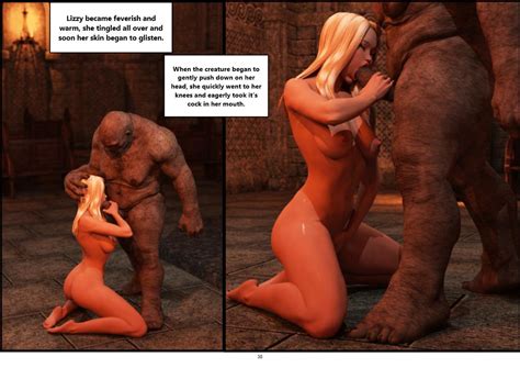 Hot Blonde Babe Sucks Giant Cock Of A Monster And Later